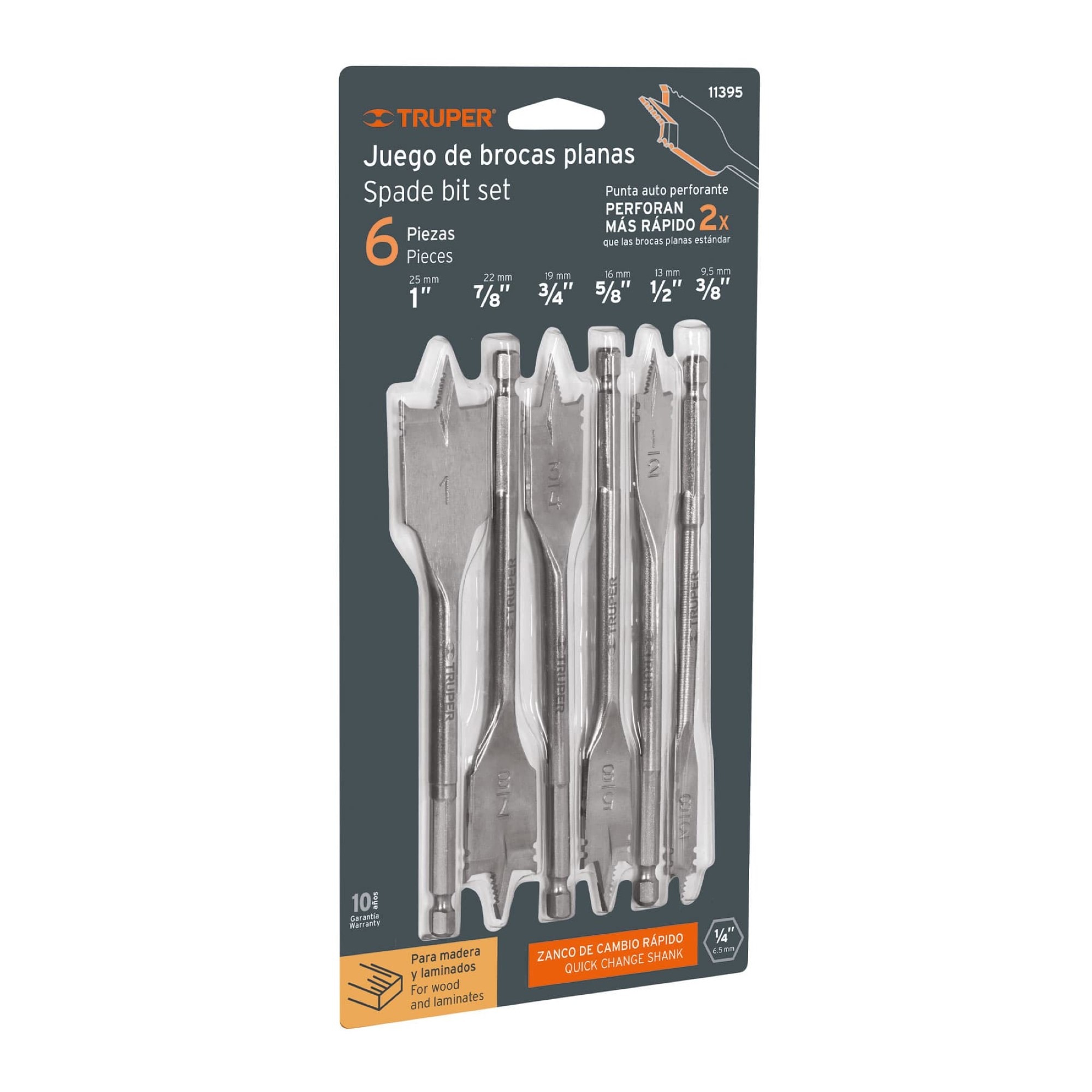 Juego De 6 Brocas Profesionales Tipo Espada Para Madera